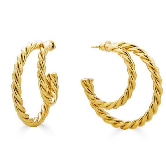 RENDOR Victoria Hoop 14k Plated Earrings NWT Retail 95.00 - Picture 2 of 3